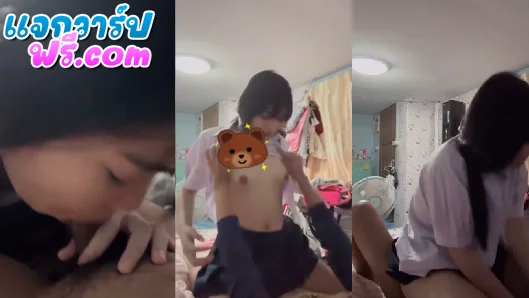 คลิปหลุดนักเรียน สาวน้อยหน้าตาน่ารักขึ้นขย่มควยให้ผัวพร้อมกับครางดังๆจนเสียงหลงว่า หนูจะเสร็จแล้วๆ หนูเสียวๆ